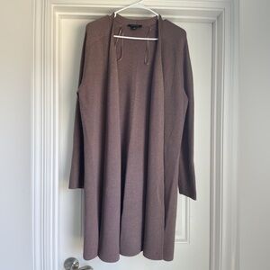 Ann Taylor Shimmer Open Long Cardigan Sweater in taupe - L